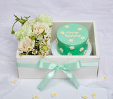 Mini Cake And Flower Box Sets, Green On A White Background